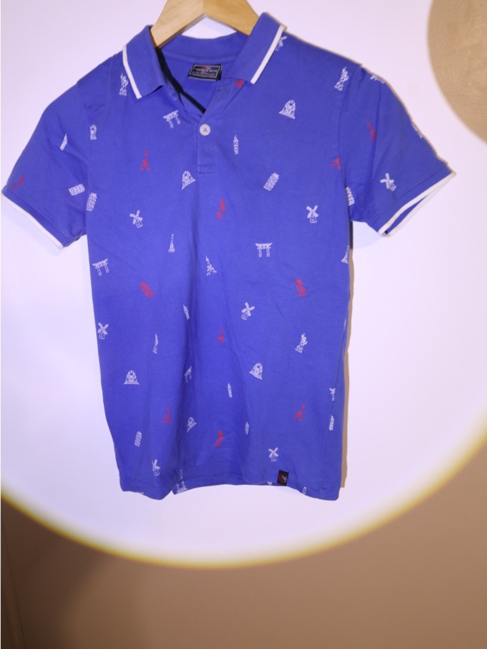 Kids Blue Polo Tee with Contrast Trim